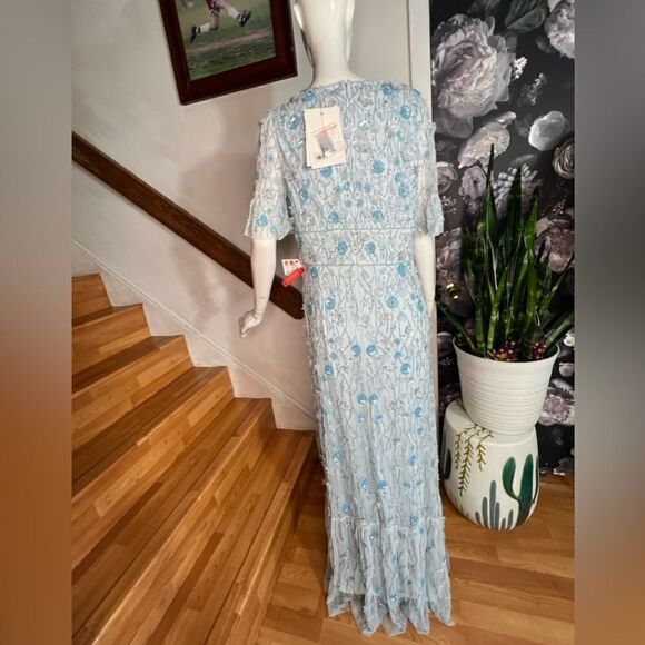 Mac Duggal EMBELLISHED V NECK EMPIRE WAIST RUFFLE HEM GOWN/ size 10 - Picture 8 of 8